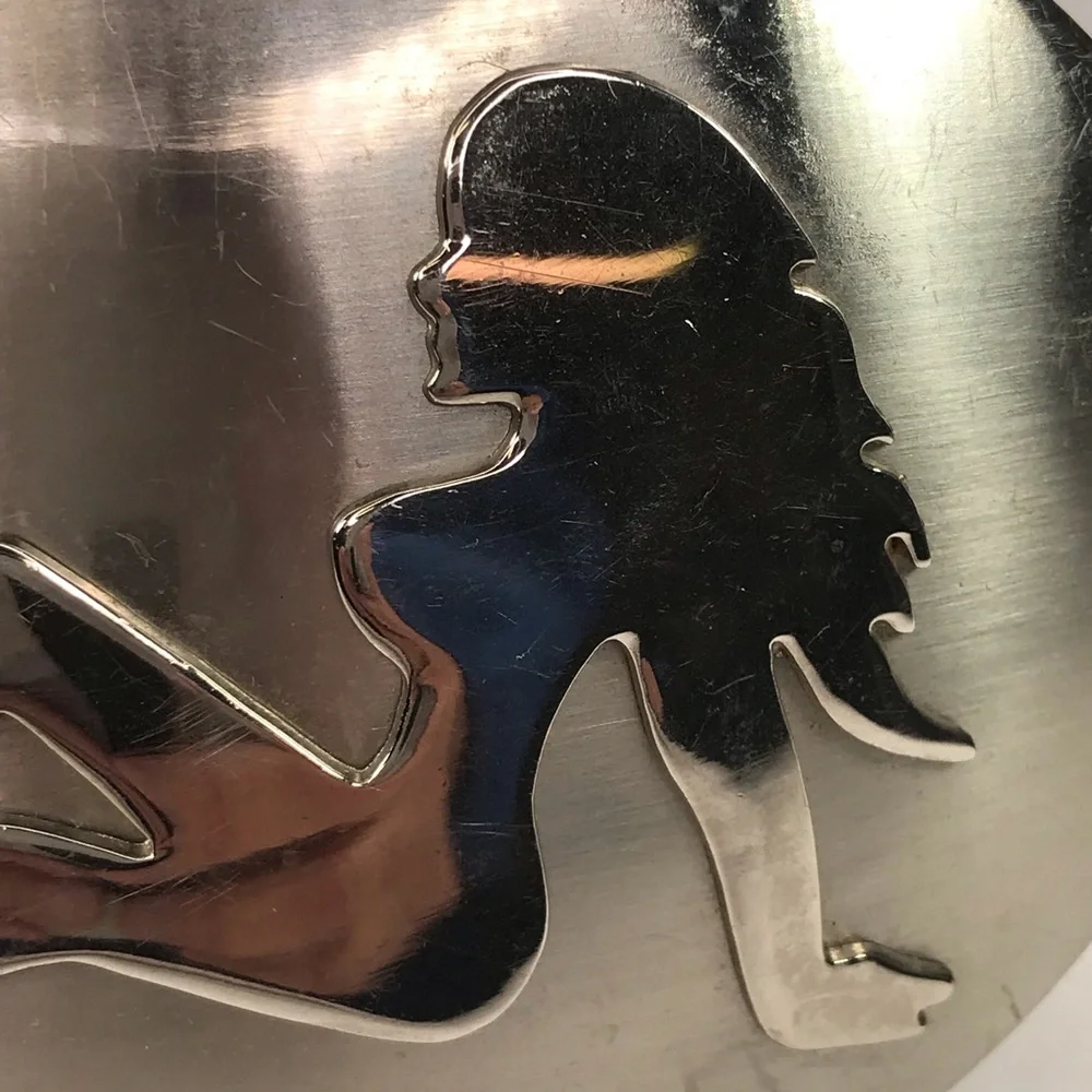 Silver Mudflap Girl Belt Buckle A188 Italia Large 5 x 4